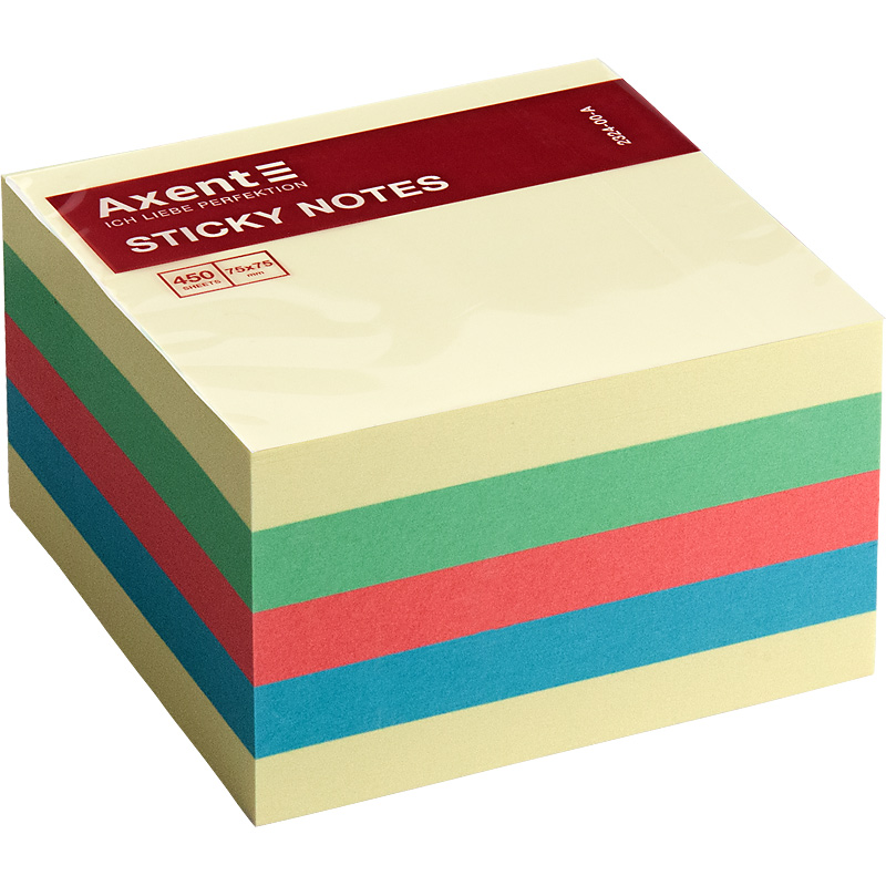 Блок паперу з клейким шаром Axent 2324-00-A 75x75 мм, 450 аркушів, пастельні кольори